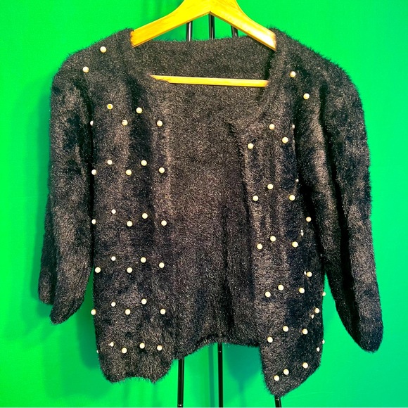 Jacket for Teens luxurious artificial fur Decorated with pearls and beads - Picture 1 of 7